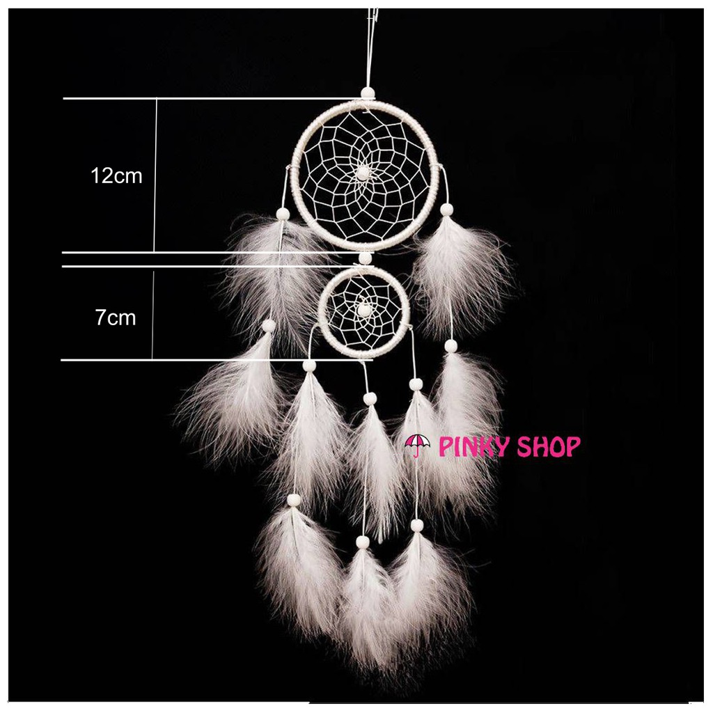 Dreamcatcher treo tường, dream catcher lớn decor trang trí nhà Pinky Shop màu trắng tinh khôi mã DRD26