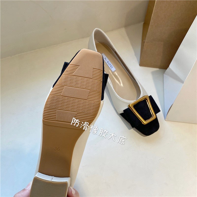 Giày Gót Vừa Dày Dặn Cài Khóa Vuông Thời Trang Xuân Hè 2022 Cho Nữ