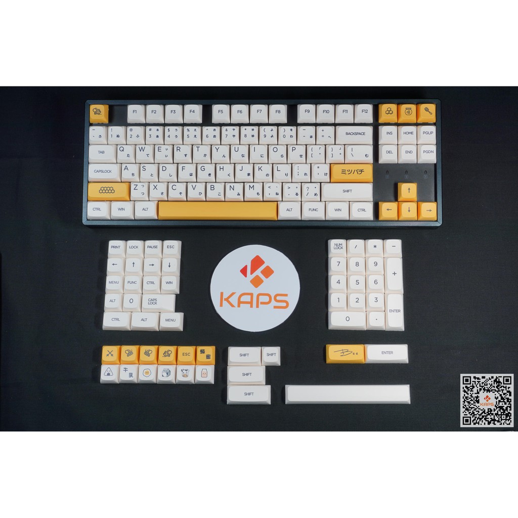 Keycap MILK HONEY BEE - XDA - Thick PBT - Dyesub - 140 nút cho bàn phím cơ (Filco, Leopold, IKBC, Edra, keychron)