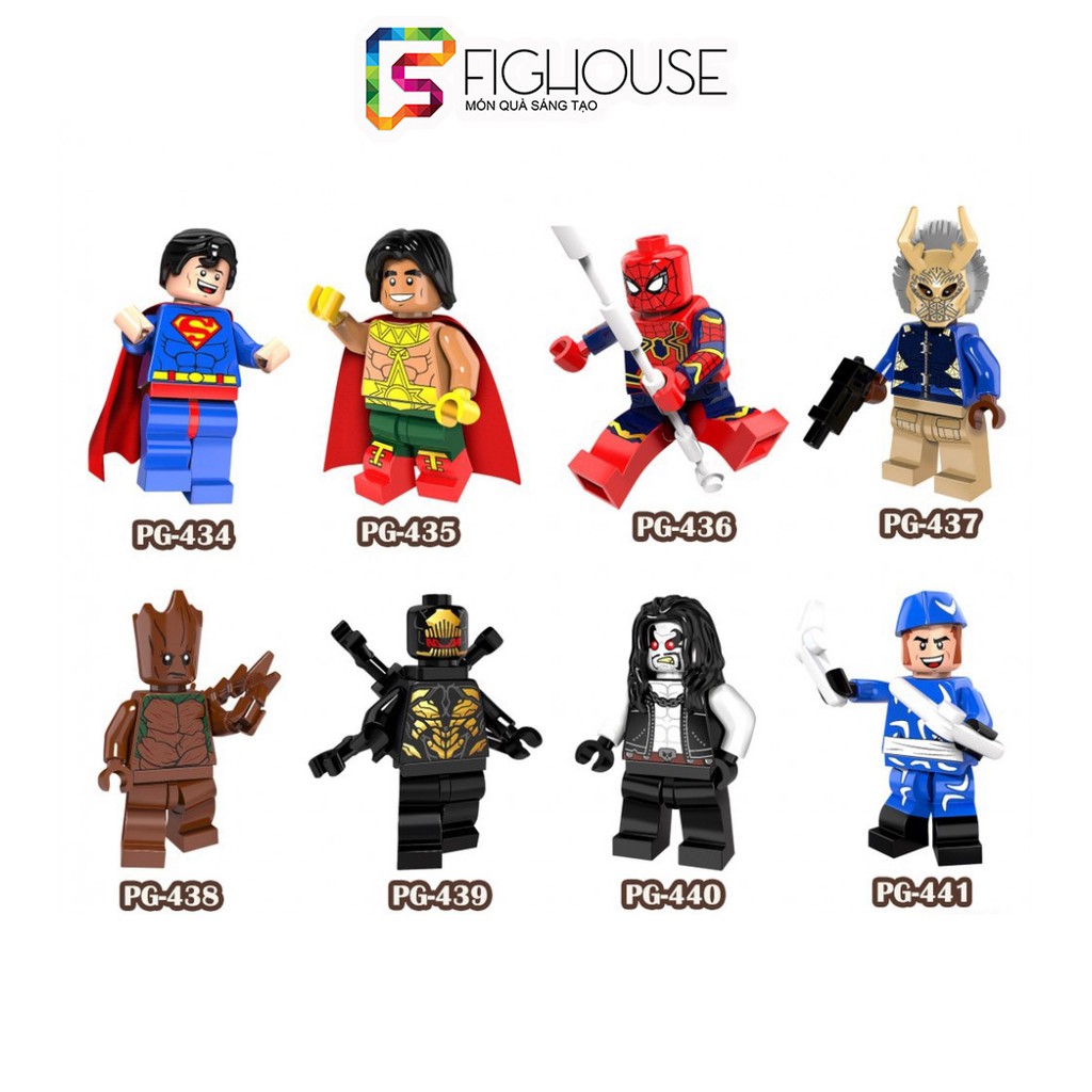 Xếp Hình Minifigures Các Nhân Vật Marvel/DC Groot Super Man Spider Man - Đồ Chơi Lắp Ráp PG8109 [A7]