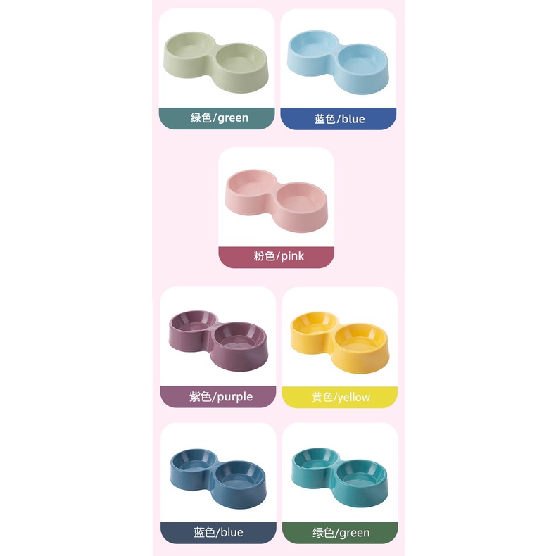 Chén nhựa đôi tròn màu Pastel Basic cho chó mèo