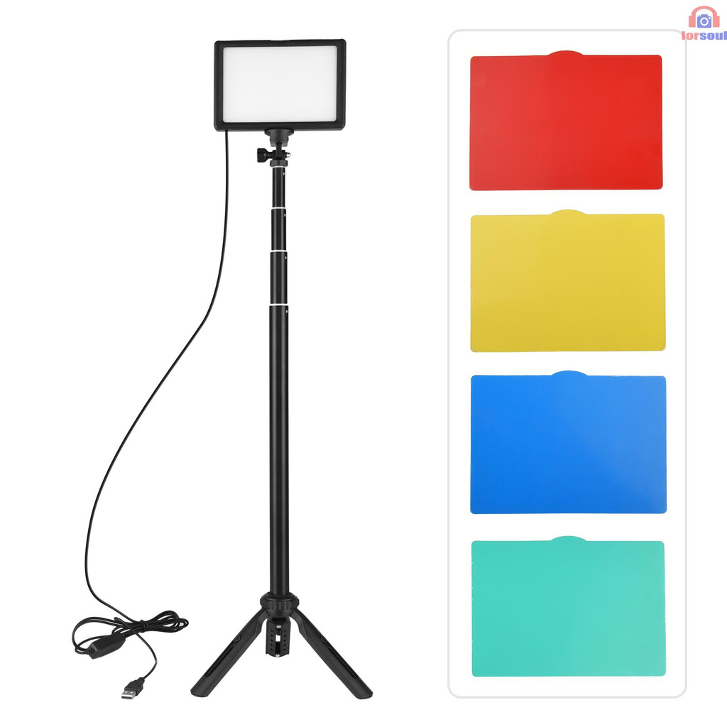 Đèn led khi chụp ảnh 120 bóng led 3200K-5600K 14 mức sáng 48cm/58i có thể chỉnh chiều cao tripod thiết kế giao diện USB