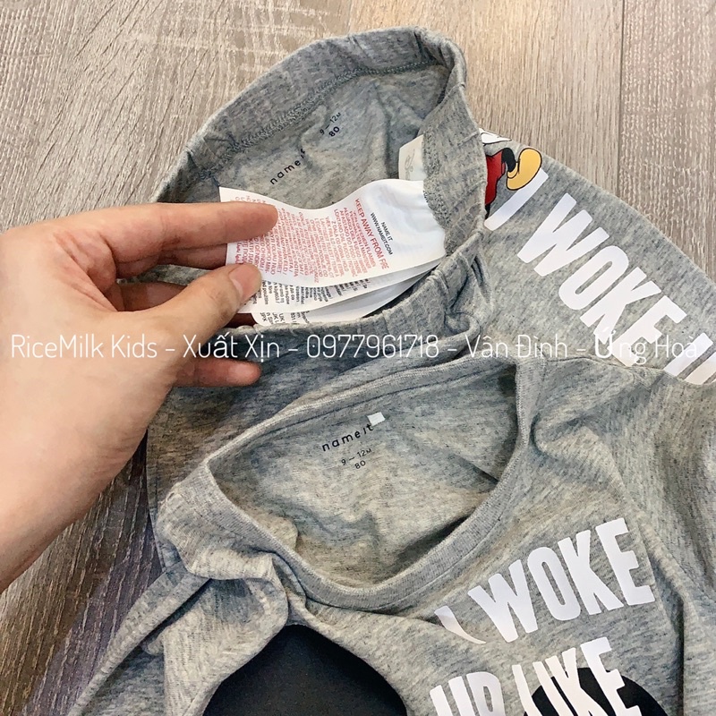 Bộ cotton mickey màu ghi xuất dư xịn