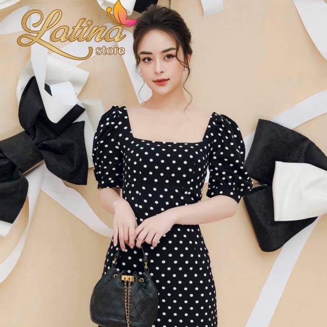 Đầm Body Chấm Bi Đuôi Cá Cao Cấp-MS887