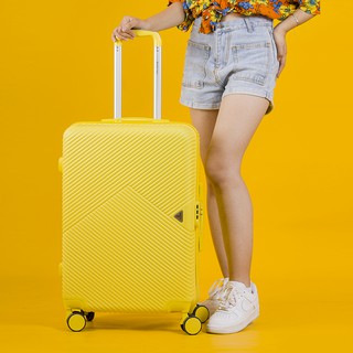 Vali du lịch nhựa, kéo, cao cấp B1308 - chống vỡ, chống trầy xước, màu Vàng