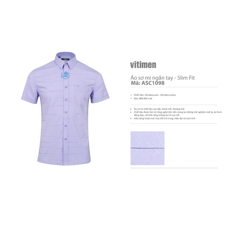 Giảm 10% sơ mi ngắn tay Vitimen