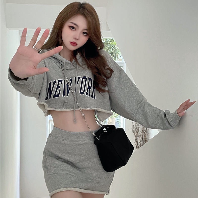 Hot!F & X Set Áo Hoodie Dài Tay Và Quần Short Lưng Cao Phong Cách Xuân Thu 2022 Cho Nữ