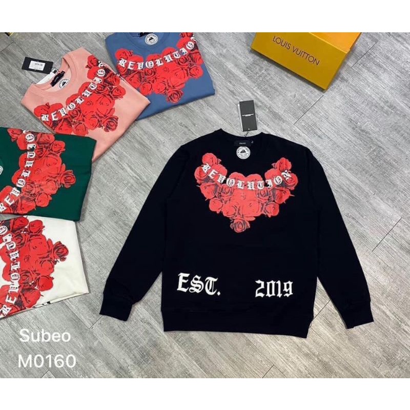 Áo Nỉ Sweater Hoa Hồng Cổ Tròn Siêu Hot, From Unisex Tay Bồng, Màu Đen Basic Siêu Hot ( Ảnh Thật 100%)