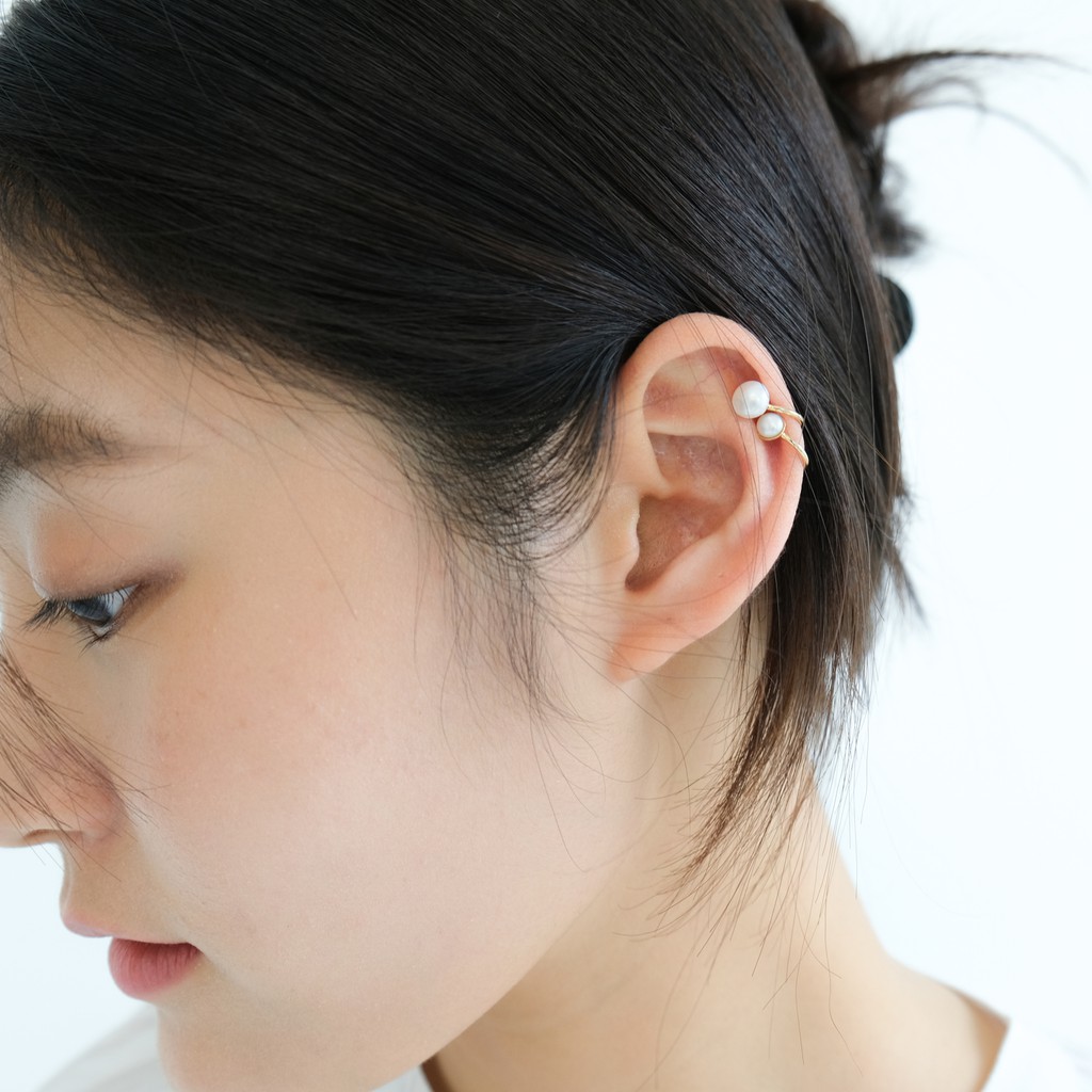 [gwilee] pearl point ear cuff - khuyên vành tai màu vàng đính hạt NT