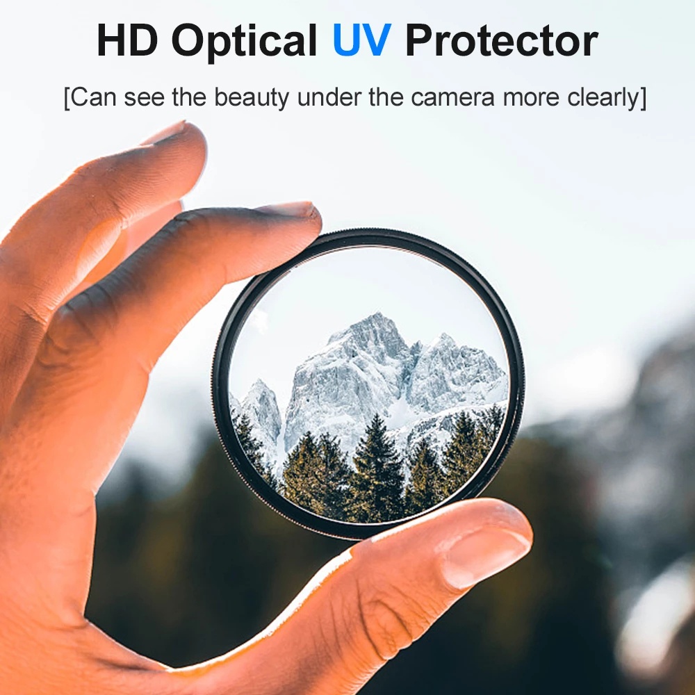 Kính Lọc UV Hai Lớp 37-82mm Cho Máy Ảnh Canon Nikon Sony Fuji DSLR SLR