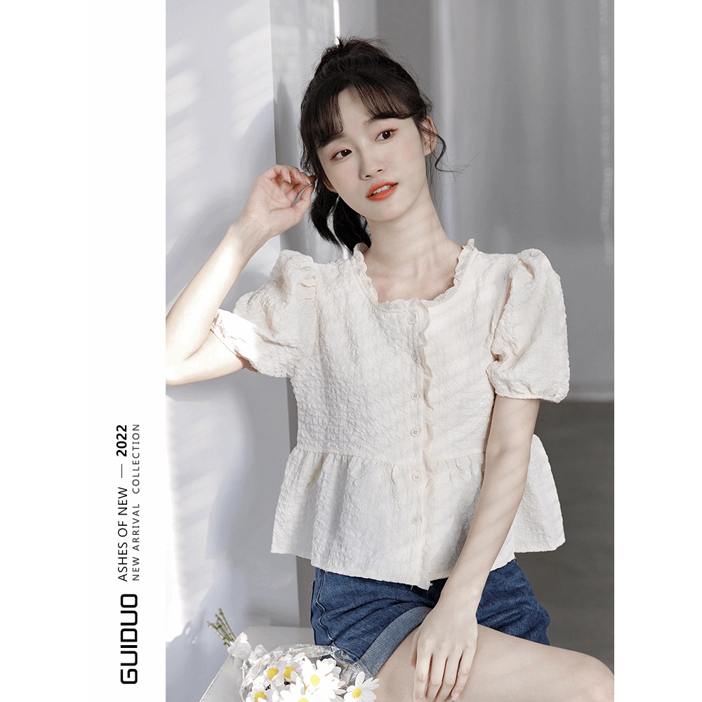 Áo Sơ Mi Chiffon Tay Ngắn Phồng Phong Cách Thời Trang Mùa Hè Mới Dành Cho Nữ