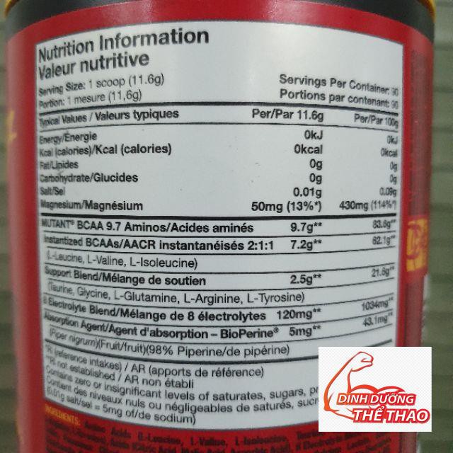MUTANT BCAA 9.7 - HỖ TRỢ PHỤC HỒI, PHÁT TRIỂN CƠ BẮP