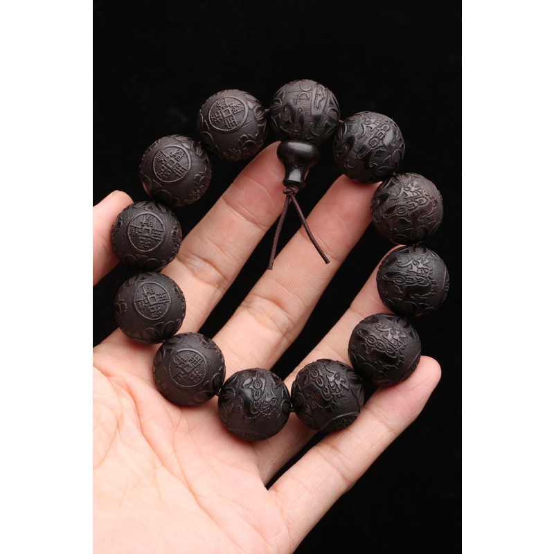 Ebony Vòng Tay Nam Phong Cách Khắc May Mắn Pixiu Giàu Có Vòng Tay May Mắn Vòng Tay Vòng Tay Mân Côi Hạt Wenwan