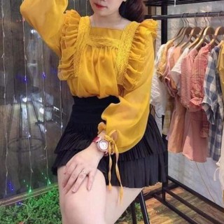 🍃 áo babydoll bèo vai voan 2 lớp🌻