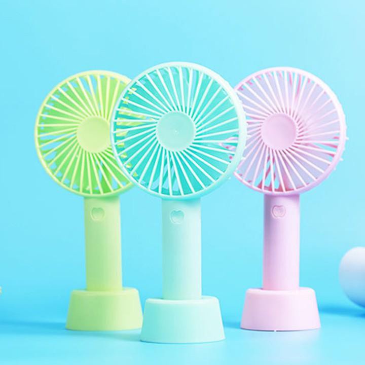 Quạt mini cầm tay tích điện tiện lợi kèm pin sạc chân đế gió siêu mát