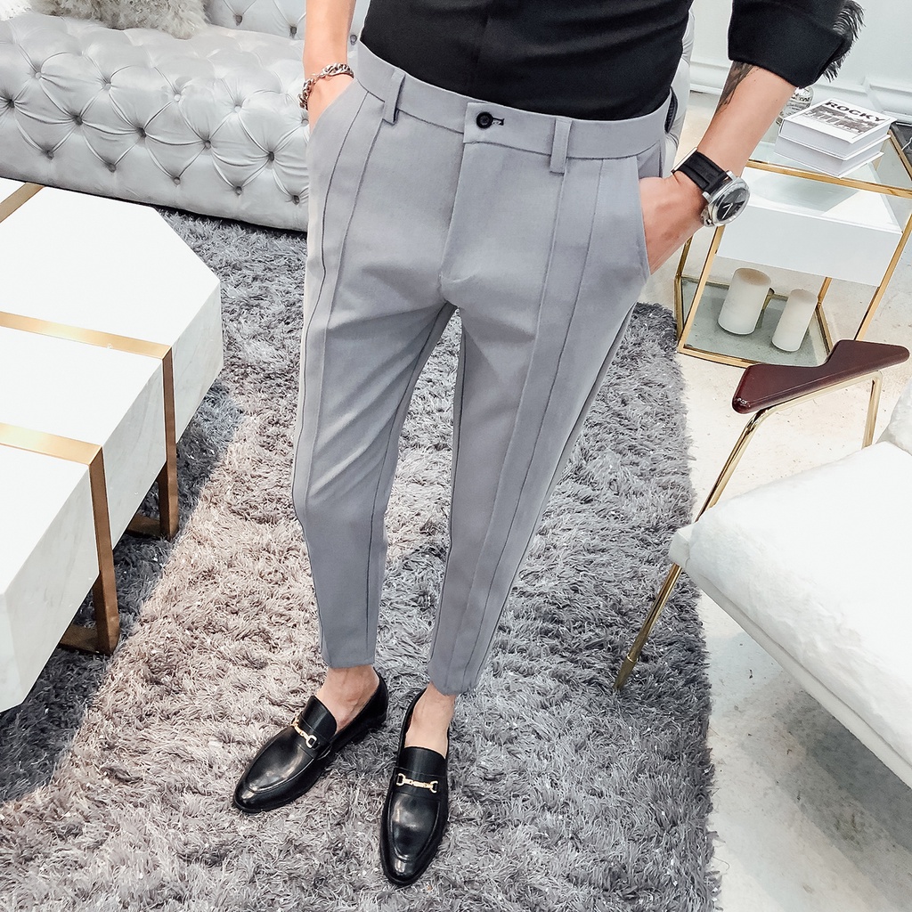 Quần Tây Nam Kẻ Sọc Hàn Quốc Đẹp Công Sở Cao Cấp Alyly – Quần Âu Chất Liệu Co Dãn Chống Nhăn Không Bai Không Xù