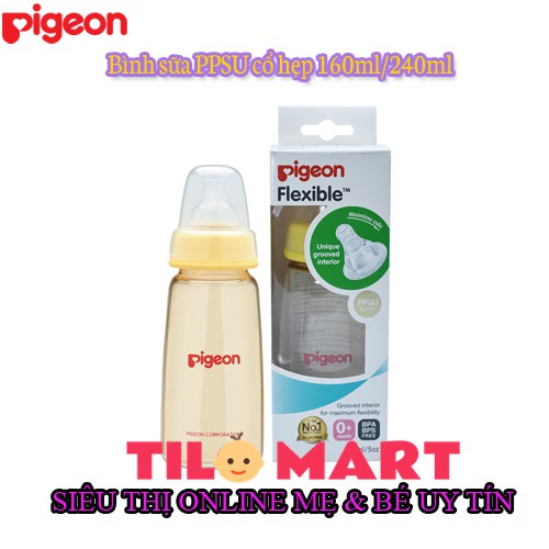 [CHÍNH HÃNG] Bình sữa PPSU cổ hẹp Pigeon 160ml/240ml