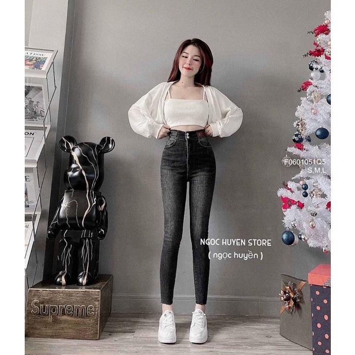 Quần jeans trơn đen xám