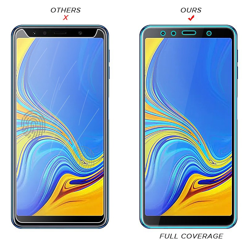 Kính cường lực HD bảo vệ toàn màn hình cho Samsung Galaxy A7 A9 2018 kèm phụ kiện