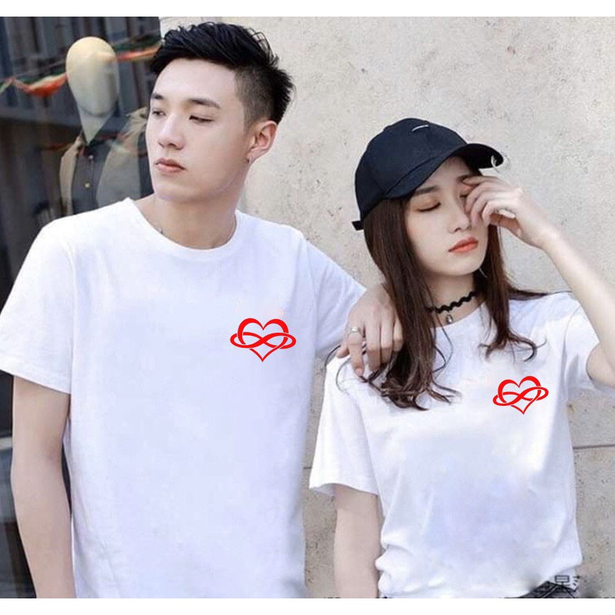 áo thun phông nam nữ kiểu đơn giản vải cotton dễ chịu in hình trái tim