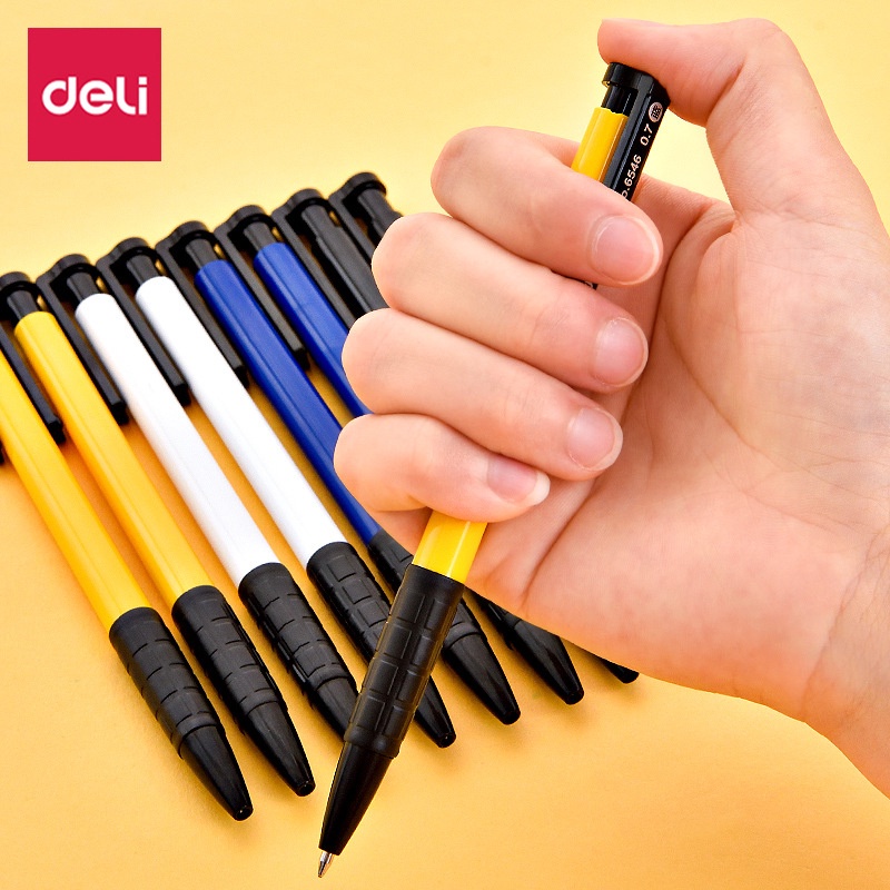 Bút bi ngòi 0.7mm đầu bấm thiết kế chống trượt tiện dụng Deli
