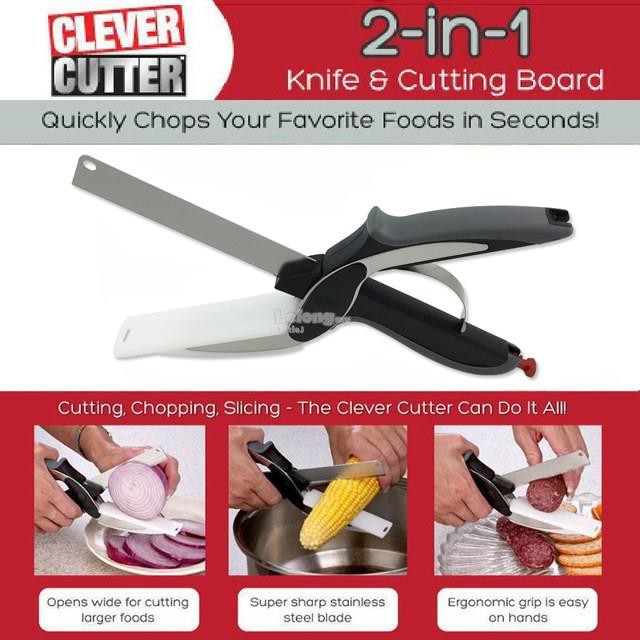 Dao kiêm Kéo Thớt Clever Cutter 3in1