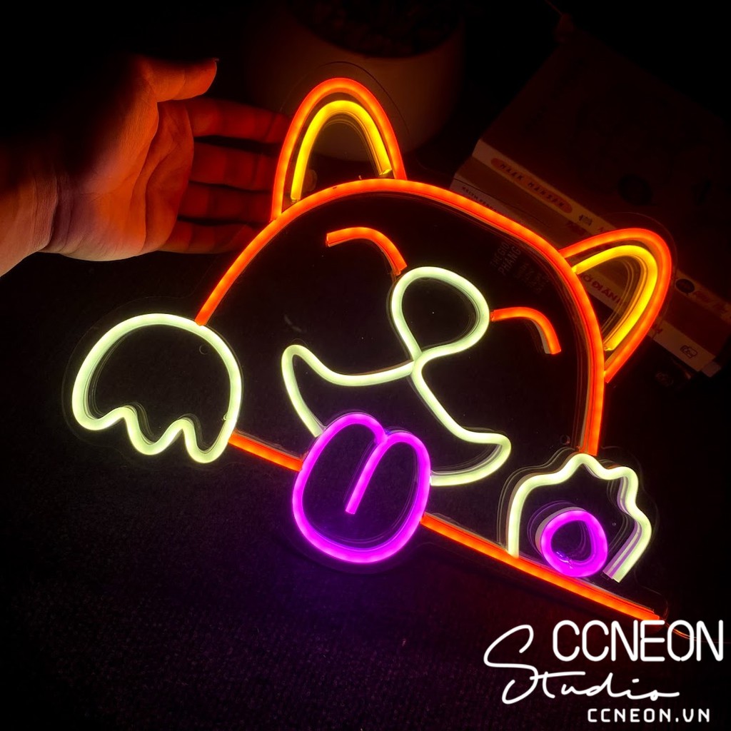 Đèn Led Neon SignTrang Trí Hình Chú Chó Đáng Yêu