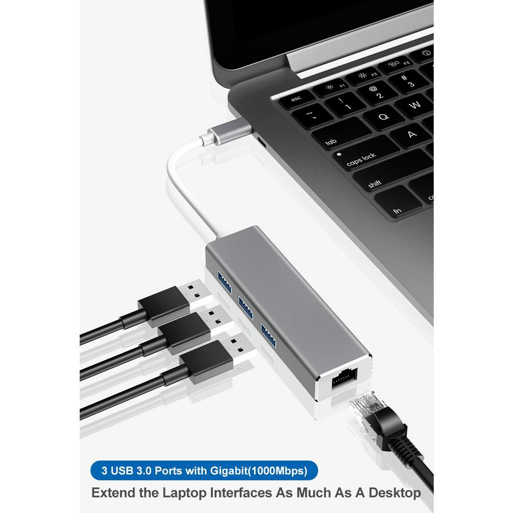 Thẻ Mạng Lan Chuyển Đổi USB Type-C Sang RJ45 Gigabit 10 / 100 / 1000Mbps 3