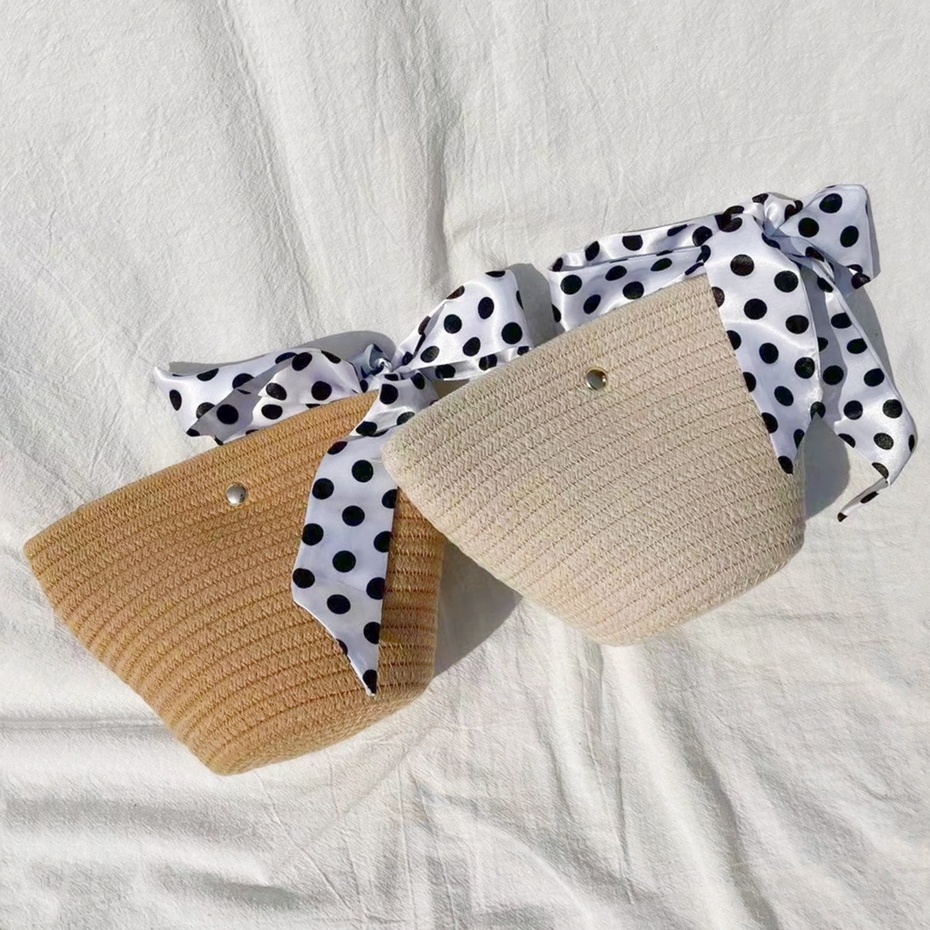 Túi dệt thủ công thời trang Hàn Quốc túi đeo chéo sợi dây cotton túi đựng điện thoại di động / túi đi biển (bao gồm ruy băng)
