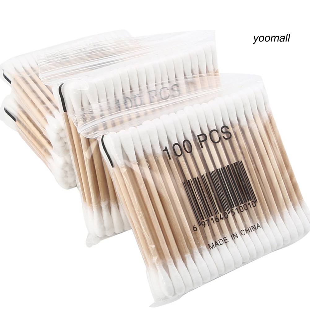 Set 100 tăm bông 2 đầu dùng 1 lần tiện dụng
