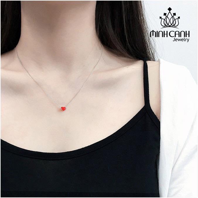 Dây Chuyền Bạc Trái Tim Đỏ - Minh Canh Jewelry