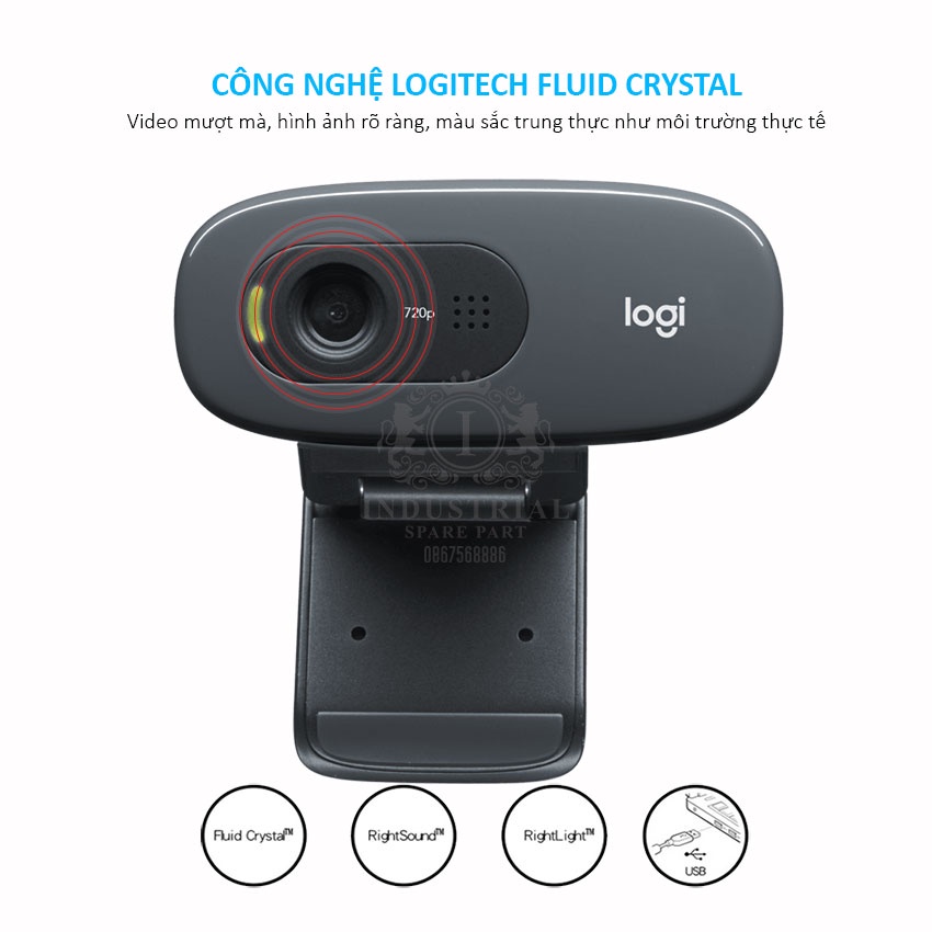 Webcam Logitech C270 HD Gọi Video, học online, họp trực tuyến, Webcam góc rộng với micro giảm tiếng ồn. Hàng chính hãng