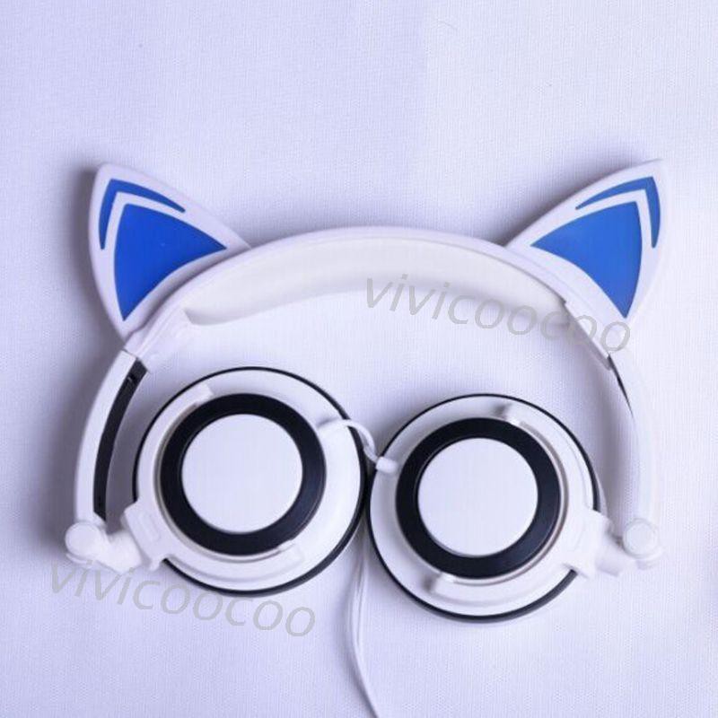 VIVI Children's cartoon cat ears head-mounted luminous foldable headset