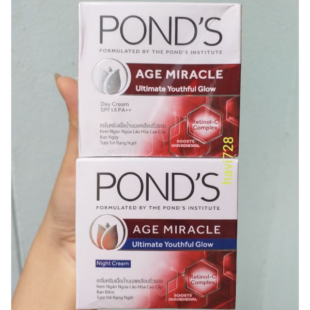 Bộ Đôi Kem Dưỡng Chống Lão Hóa Da Ngày Và Đêm Pond's Age Miracle 50g/hũ