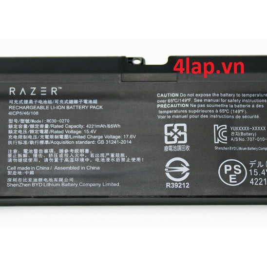 Pin Laptop Razer Blade 15 Base 2018 2019 RZ09-0270 RZ09-03006 RC30-0270 (Original) 65Wh