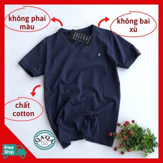 Áo thun nam cổ tim vải cotton co giãn, dày dặn, form slimfit B02