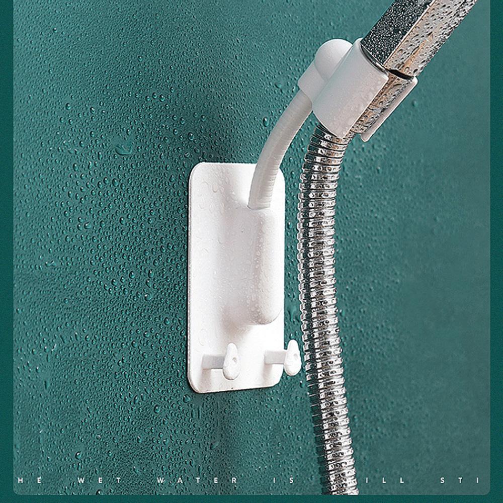 Giá Đỡ Đầu Vòi Hoa Sen Gắn Tường Tự Dính Với 2 Móc Treo Tiện Dụng