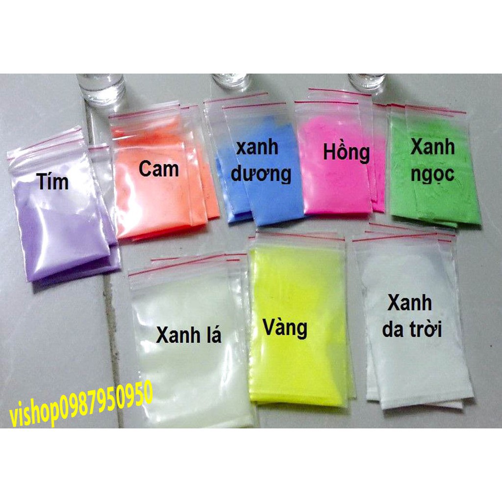 Bột Dạ quang quẻ Gói 10g/20g/30g/40g/50g Phát Sáng Trong Đêm Đủ Màu