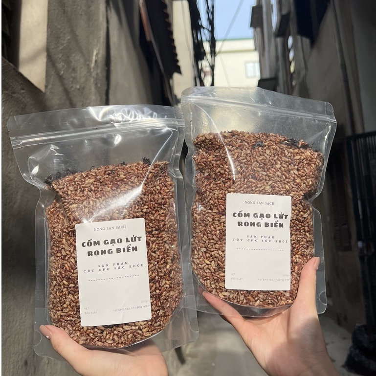 Gạo lứt sấy rong biển túi 450g dinh dưỡng ăn kiêng, giảm béo giòn rụm không tanh