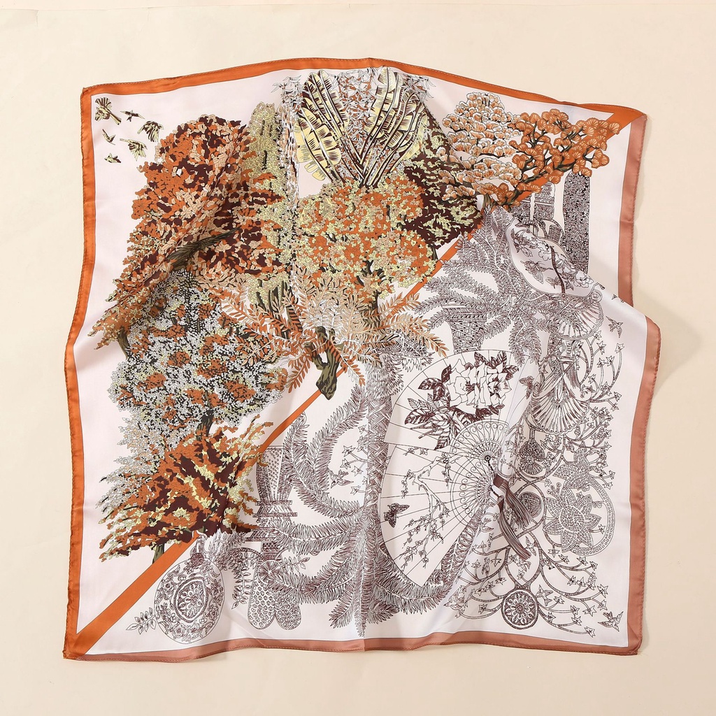 Khăn Choàng Lụa Satin Hình Vuông Nhỏ In Họa Tiết Dân Tộc Cổ Điển Kiểu Mới Dành Cho Bạn Nữ [24H Shipping]