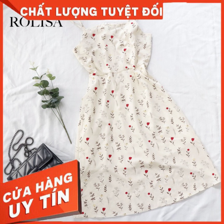Đầm váy hai dây hoa nhí dễ thương xinh xắn Rolisa RD003 - Hàng nhập khẩu