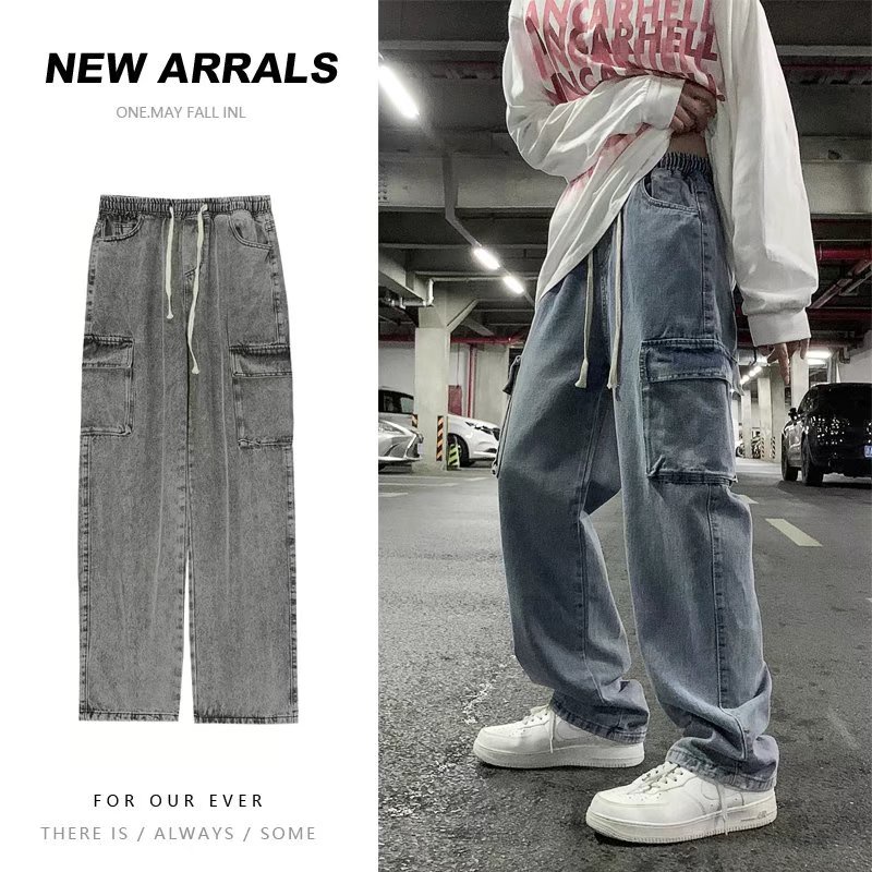 Quần jeans Dài Ống Rộng Phong Cách retro Dành Cho Nam Giới