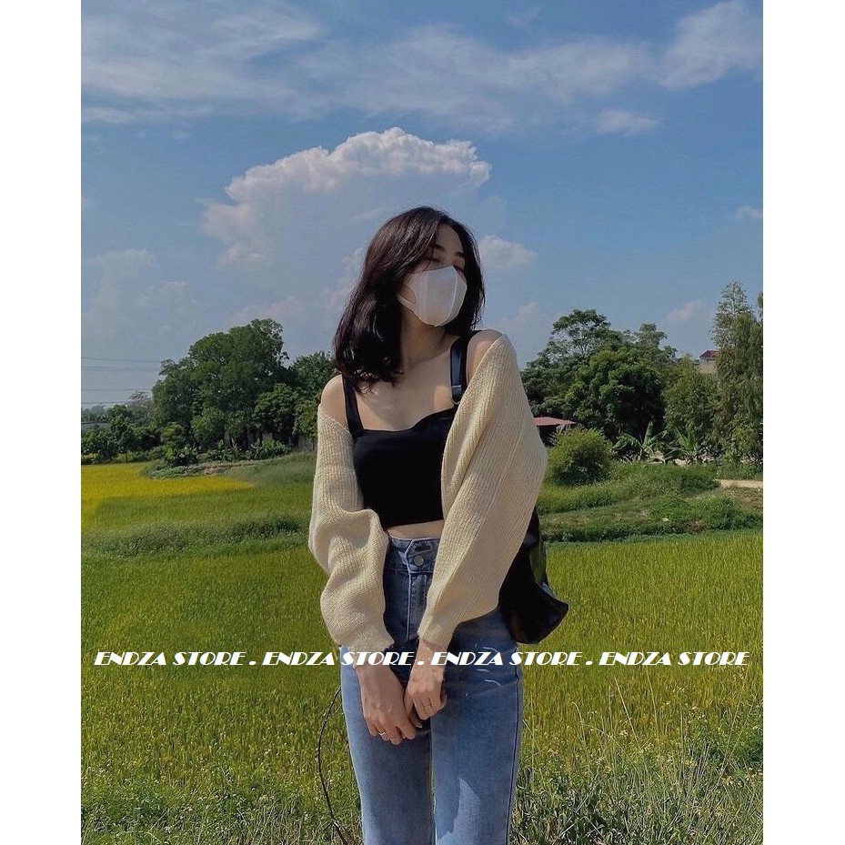 Áo Cardigan Dệt Kim Tay Dài Dáng Rộng. Áo Khoác Cadigan Len Lông Cừu Dáng Lửng Phong Cách Hàn Quốc - ENDZA STORE