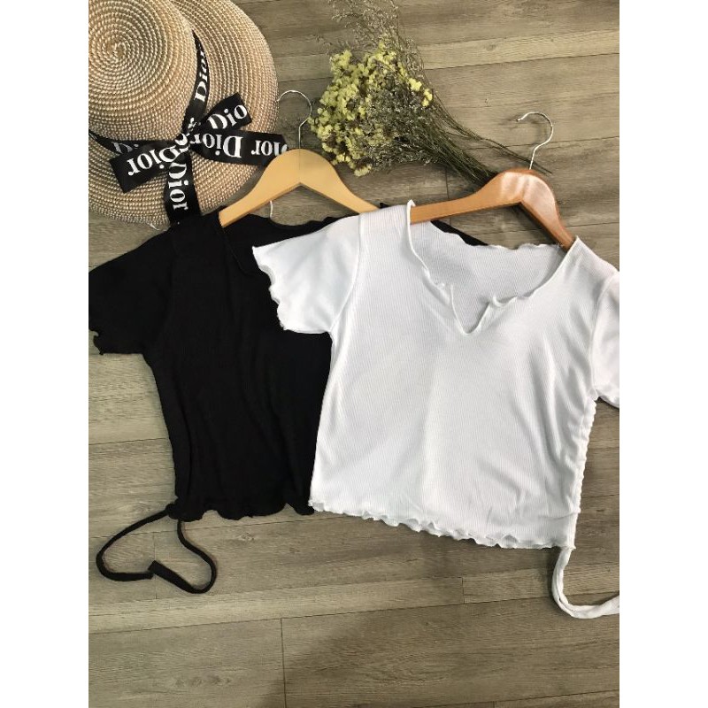 áo croptop cổ V rút dây