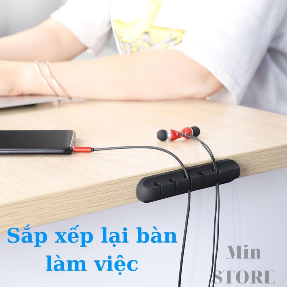 Đế đỡ cố định dây cáp sạc, tai nghe, dây điện, dây chuột - 3 Size - Kèm miếng dán 3M - Min STORE