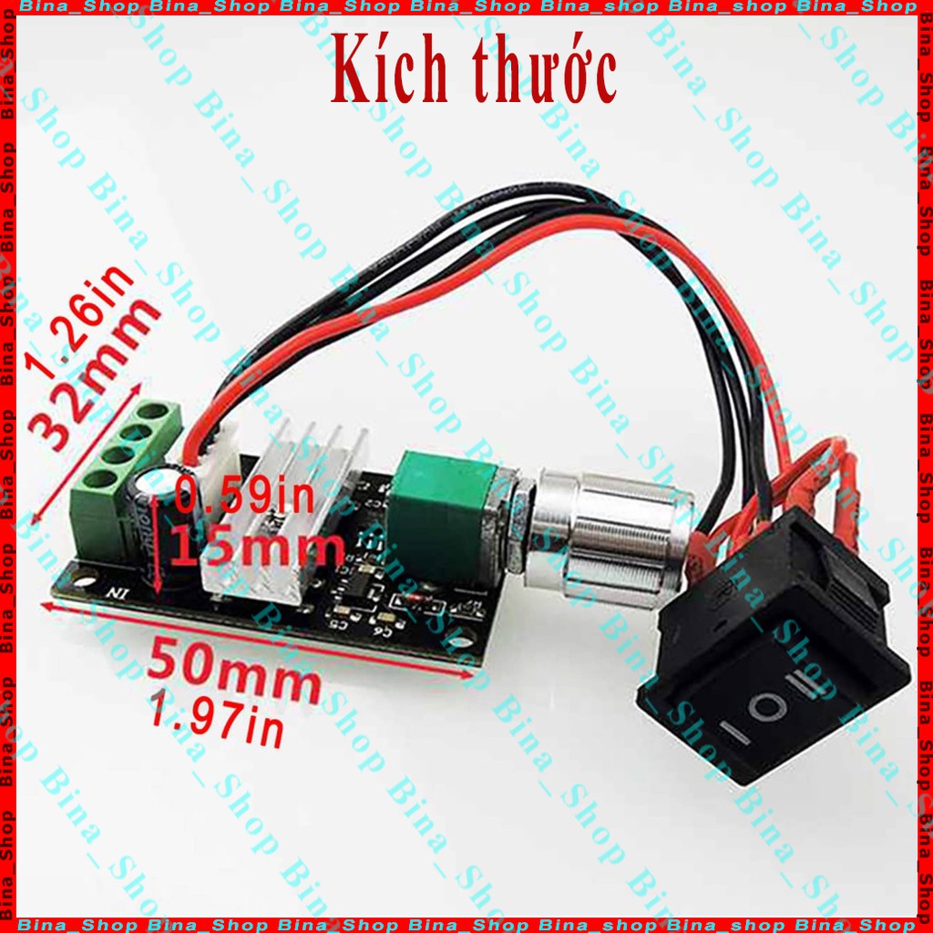 Mạch điều tốc động cơ DC 6V-28V 3A kèm Công tắc đảo chiều 250V/10A