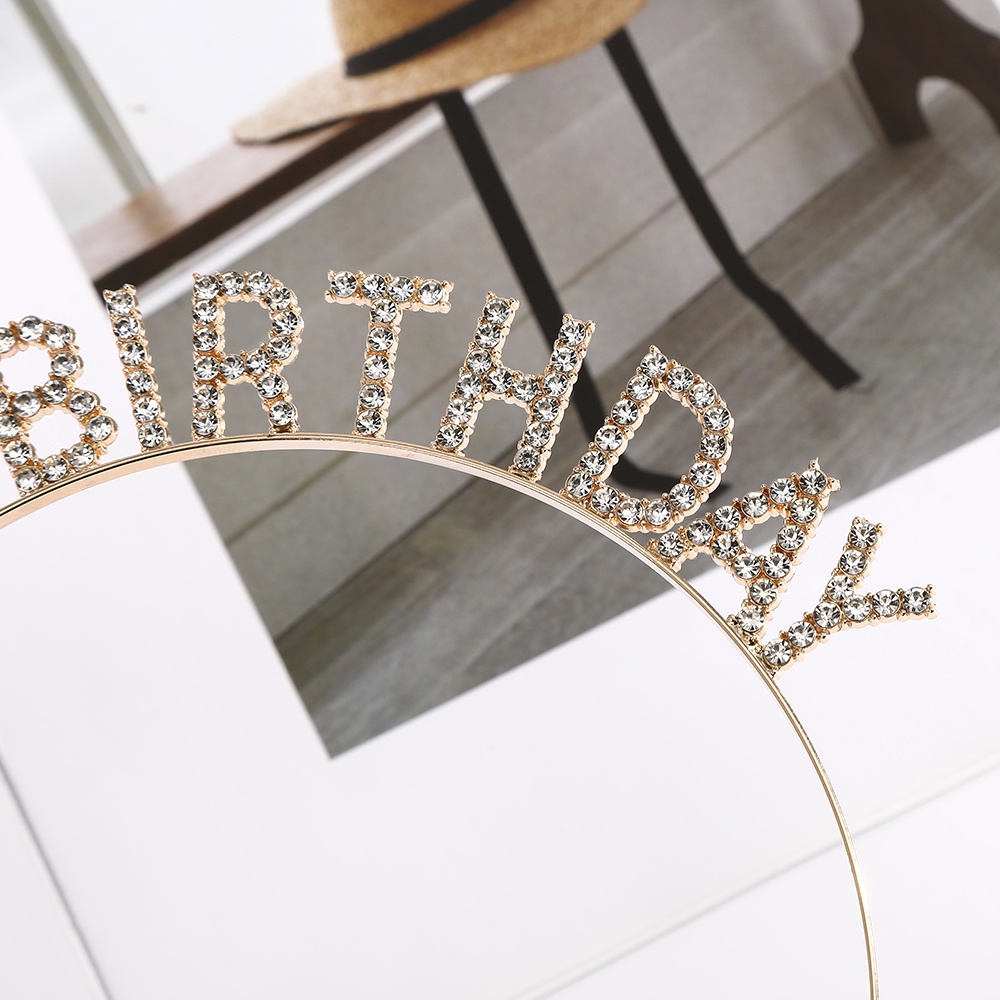 Băng đô Haimeikang họa tiết chữ đính đá phong cách Âu Mỹ cho tiệc sinh nhật