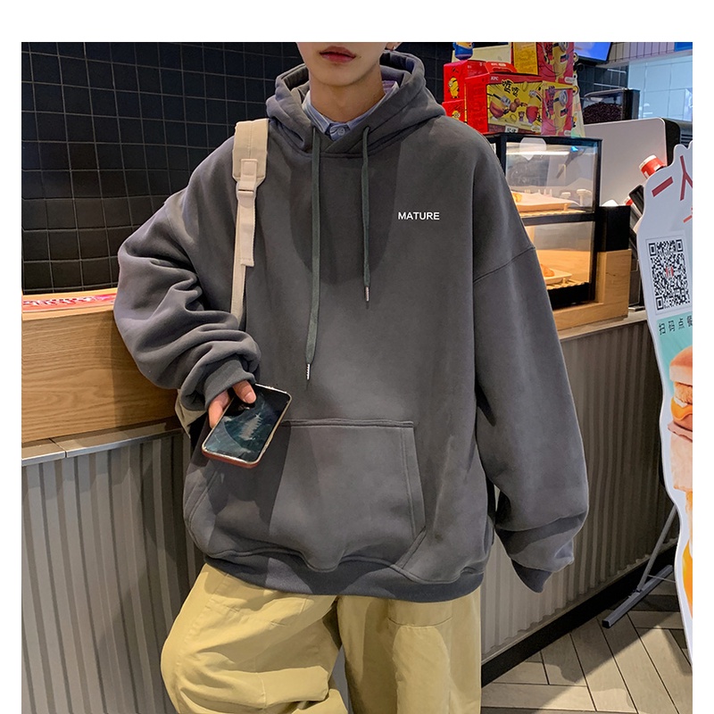Áo Hoodie Dáng Rộng In Chữ Trẻ Trung Cá Tính Cho Nam Giới