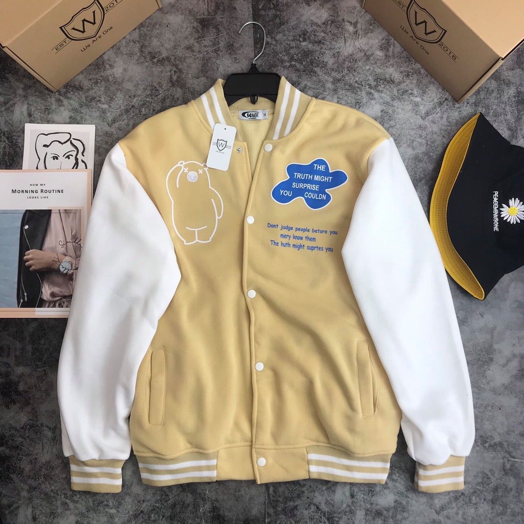 Áo Khoác Bomber GẤU - phong cách ảnh thật nam nữ WILL chất nỉ bông cotton
