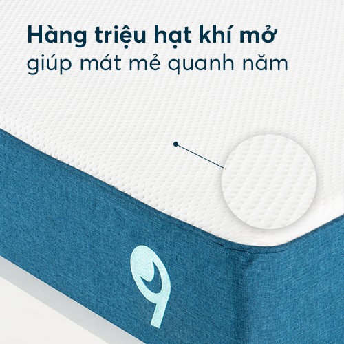 Nệm Foam Cao Cấp Ru9 Original 25cm Trắng Xanh, 3 Lớp Foam Nâng Đỡ Cơ Thể, Bao Gồm 6 Kích Thước, 100 Đêm Ngủ Thử